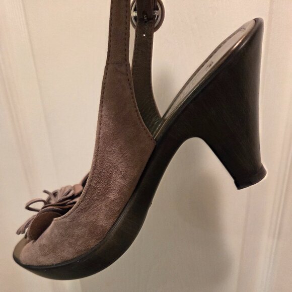 DANIELE TUCCI Women's Brushed Suede Leather Upper Open Toe Slingback Heels 7.5M - Picture 12 of 15